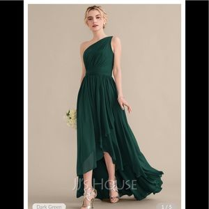 A-Line One-Shoulder Asymmetrical Chiffon Formal Dress With Cascading Ruffles